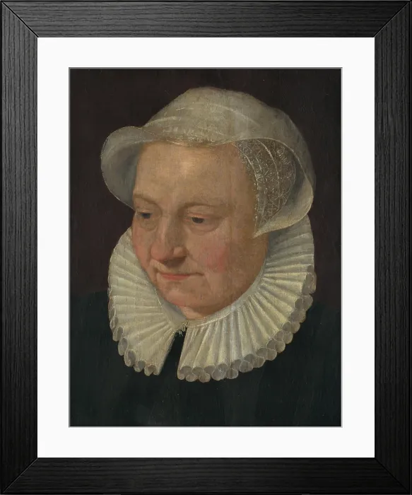 Framed Print : Head of an Old Woman in a Bonnet, 1600-1615. Creator: Unknown Framed Print : Head of an Old Woman in a Bonnet, 1600-1615. Creator: Unknown
