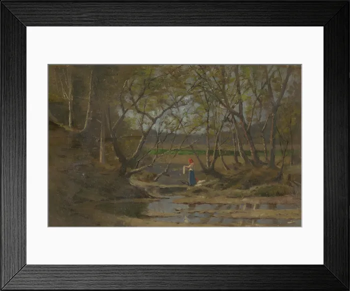 Framed Print : Girl by a brook, 1900-1910. Creator: Ferdinand Katona Framed Print : Girl by a brook, 1900-1910. Creator: Ferdinand Katona