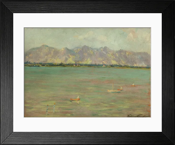 Framed Print : Mountain landscape with lake, after 1900. Creator: Ferdinand Katona Framed Print : Mountain landscape with lake, after 1900. Creator: Ferdinand Katona