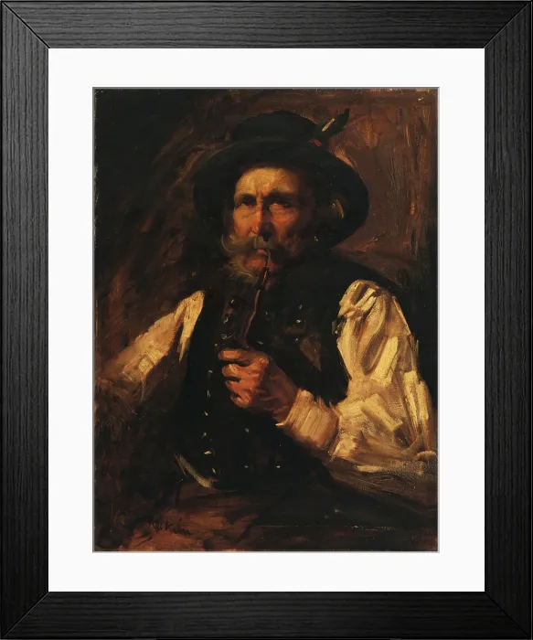 Framed Print : Portrait of a man with a pipe, c1930. Creator: Gejza Kukan Framed Print : Portrait of a man with a pipe, c1930. Creator: Gejza Kukan