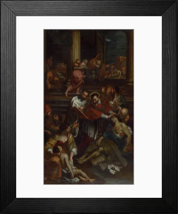 Framed Print : Saint Charles of Borromeo among Plague Victims, 1740-1760. Creator: Giovanni Bonatti Framed Print : Saint Charles of Borromeo among Plague Victims, 1740-1760. Creator: Giovanni Bonatti