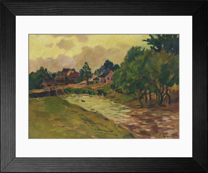 Framed Print : View of Vazec from the Vazec Brook, 1923. Creator: Gustav Mally Framed Print : View of Vazec from the Vazec Brook, 1923. Creator: Gustav Mally