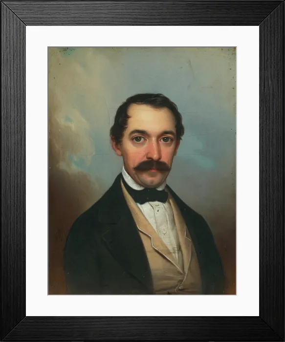 Framed Print : Portrait of a man with moustache, 1847. Creator: Gustav Muller Framed Print : Portrait of a man with moustache, 1847. Creator: Gustav Muller