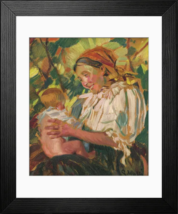 Framed Print : A Village Mother with a Child, 1926. Creator: Gustav Mally Framed Print : A Village Mother with a Child, 1926. Creator: Gustav Mally