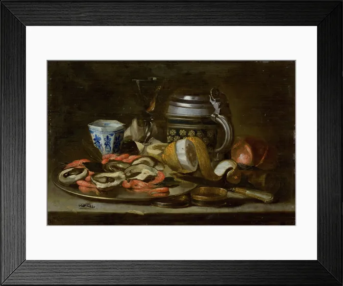 Framed Print : Still Life with Crayfish and Oysters, 1675-1700. Creator: Unknown Framed Print : Still Life with Crayfish and Oysters, 1675-1700. Creator: Unknown