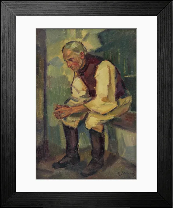 Framed Print : Study of a Seated Old Man, around 1935. Creator: Gustav Mally Framed Print : Study of a Seated Old Man, around 1935. Creator: Gustav Mally