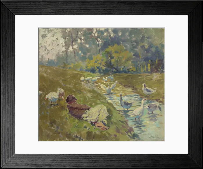 Framed Print : Geese Herder, around 1925. Creator: Gustav Mally Framed Print : Geese Herder, around 1925. Creator: Gustav Mally