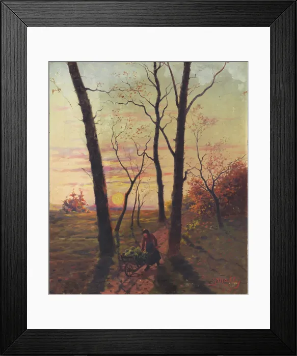 Framed Print : Sunset in Pezinok, around 1905. Creator: Gustav Mally