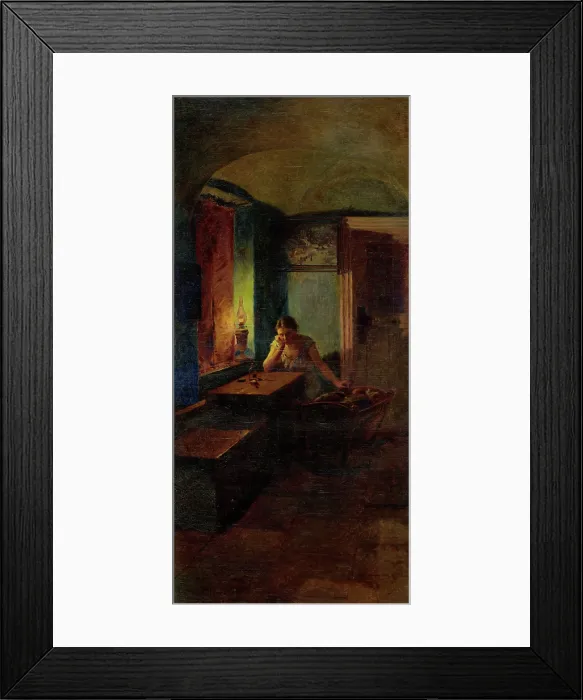 Framed Print : Over a Sick Child, 1908. Creator: Gustav Mally Framed Print : Over a Sick Child, 1908. Creator: Gustav Mally