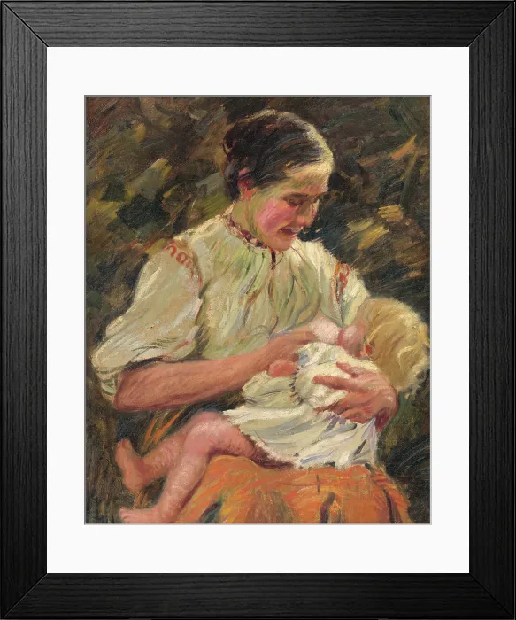 Framed Print : Mother Nursing, 1923. Creator: Gustav Mally Framed Print : Mother Nursing, 1923. Creator: Gustav Mally
