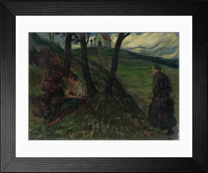 Framed Print : On the hill below the Church, around 1919. Creator: Gustav Mally Framed Print : On the hill below the Church, around 1919. Creator: Gustav Mally