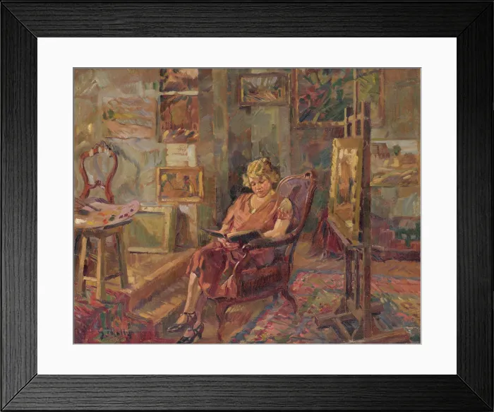Framed Print : Visit in an Atelier, around 1923. Creator: Gustav Mally Framed Print : Visit in an Atelier, around 1923. Creator: Gustav Mally