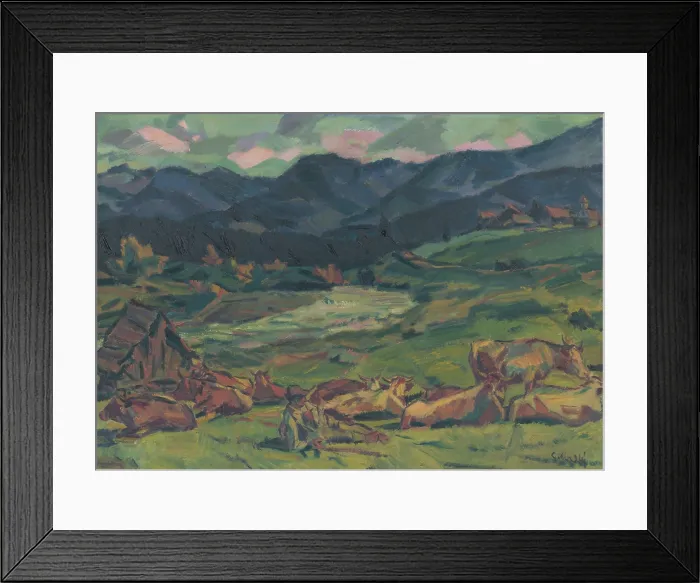 Framed Print : Resting in the Pasture, 1941. Creator: Gustav Mally Framed Print : Resting in the Pasture, 1941. Creator: Gustav Mally