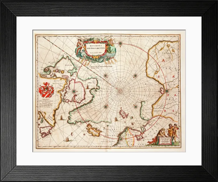 Framed Print : Map of the Arctic, 1662. Creator: Joan Blaeu Framed Print : Map of the Arctic, 1662. Creator: Joan Blaeu