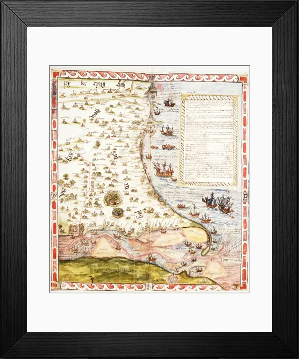 Framed Print : Map of the River Humber and land between Hull and Scarborough, 1579. Creator: Christopher Saxton Framed Print : Map of the River Humber and land between Hull and Scarborough, 1579. Creator: Christopher Saxton