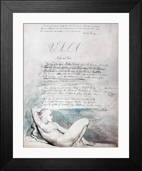 Framed Print : Beginning of the illustrated poem The Four Zoas, by William Blake, 1797 Framed Print : Beginning of the illustrated poem The Four Zoas, by William Blake, 1797