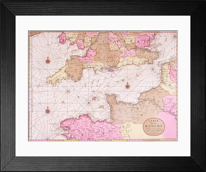 Framed Print : Map of the English Channel, 1693. Creator: Pieter Mortier Framed Print : Map of the English Channel, 1693. Creator: Pieter Mortier