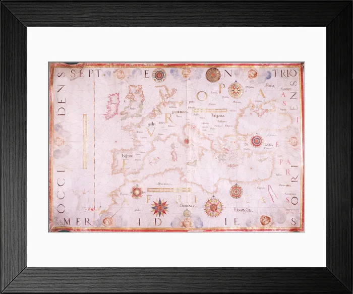 Framed Print : Map of Europe, 1570. Creator: Diego Homem