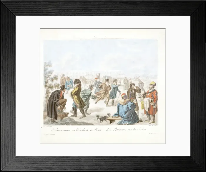 Framed Print : Les Patineurs sur la Neva, c1811-c1813. Creators: Unknown, Emelyan Mikhailovich Korneev Framed Print : Les Patineurs sur la Neva, c1811-c1813. Creators: Unknown, Emelyan Mikhailovich Korneev