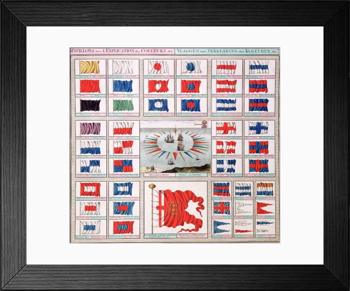 Framed Print : Naval ensigns and pennants, c1693. Creator: Unknown Framed Print : Naval ensigns and pennants, c1693. Creator: Unknown