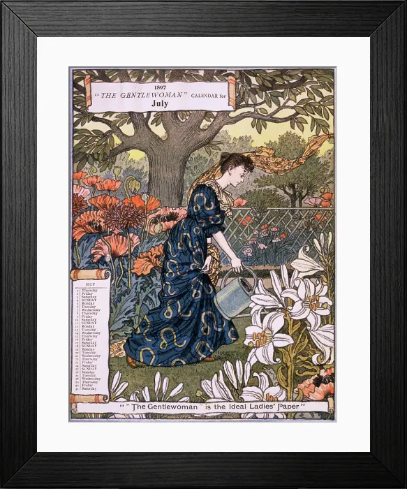 Framed Print : 'The Gentlewoman' Calendar for July 1897. Creator: Unknown Framed Print : 'The Gentlewoman' Calendar for July 1897. Creator: Unknown