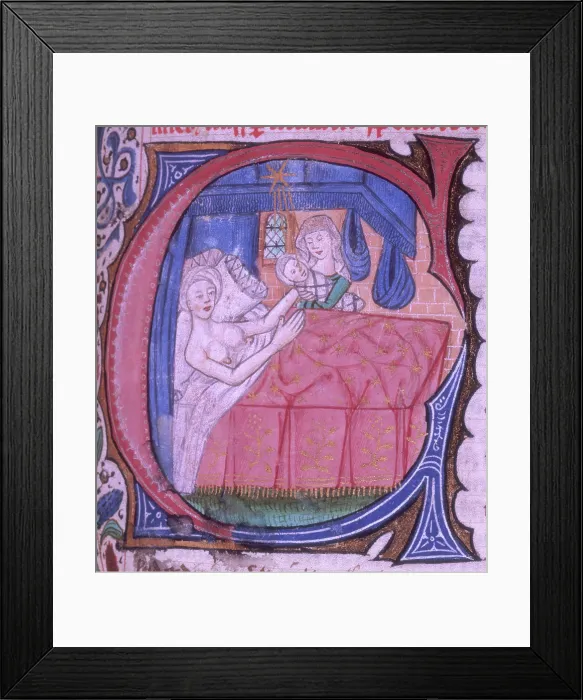 Framed Print : Birth scene, 1490. Creator: Unknown Framed Print : Birth scene, 1490. Creator: Unknown