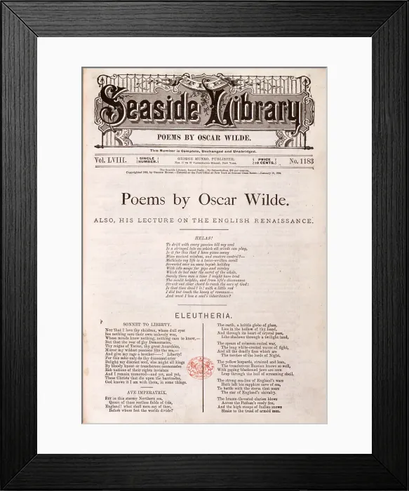 Framed Print : Lecture and poems by Oscar Wilde, 1882. Creator: Unknown Framed Print : Lecture and poems by Oscar Wilde, 1882. Creator: Unknown