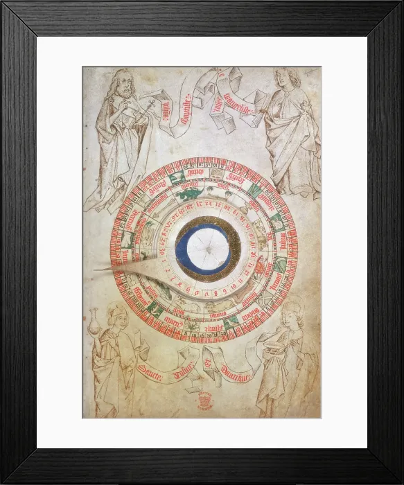 Framed Print : Circular zodiacal lunar scheme, 1486. Creator: Unknown Framed Print : Circular zodiacal lunar scheme, 1486. Creator: Unknown