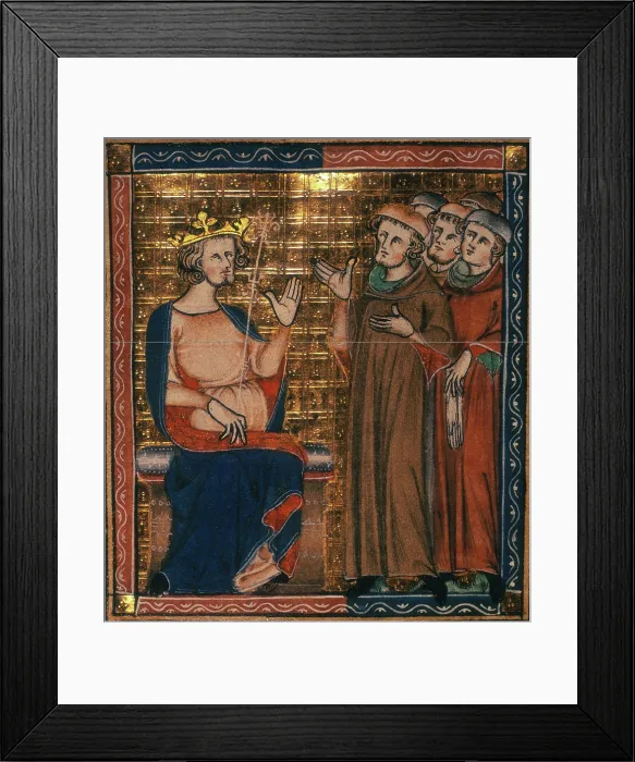 Framed Print : A king receiving a group of men, c1326-c1327. Creator: Unknown Framed Print : A king receiving a group of men, c1326-c1327. Creator: Unknown