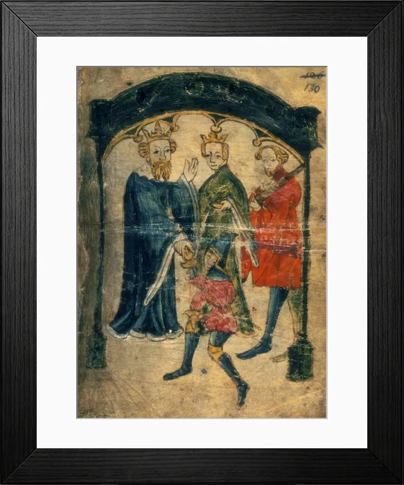 Framed Print : Gawain's return to court, c1375-1400. Creator: Unknown. Gawain's return to court, c1375-1400. Creator: Unknown Framed Print : Gawain's return to court, c1375-1400. Creator: Unknown. Gawain's return to court, c1375-1400. Creator: Unknown