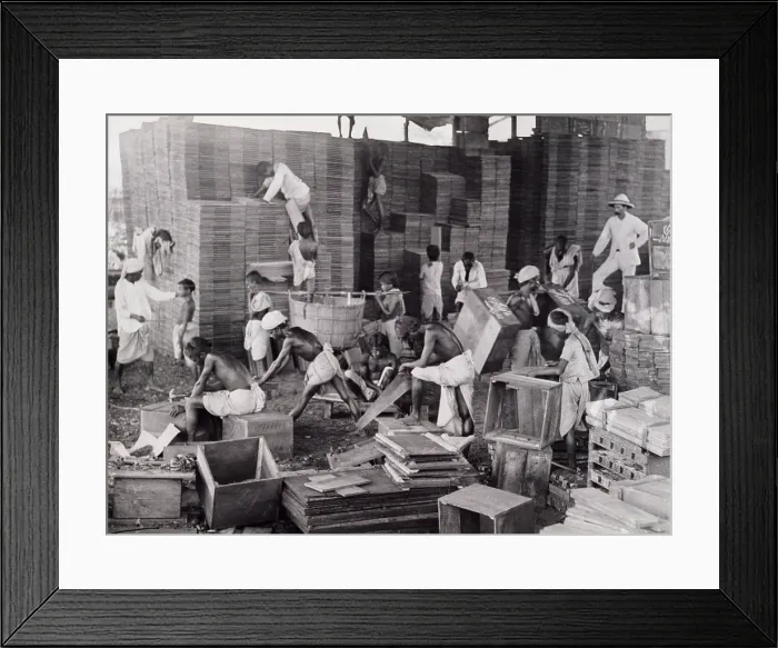 Framed Print : Making tea boxes, Bengal, c1920. Creator: Bourne & Shepherd Framed Print : Making tea boxes, Bengal, c1920. Creator: Bourne & Shepherd