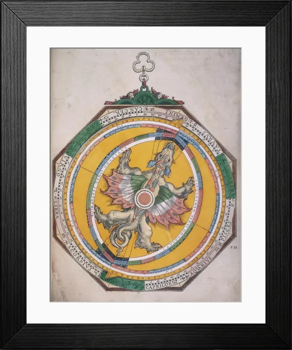 Framed Print : Dragon volvelle, 1540. Creator: Michael Ostendorfer Framed Print : Dragon volvelle, 1540. Creator: Michael Ostendorfer