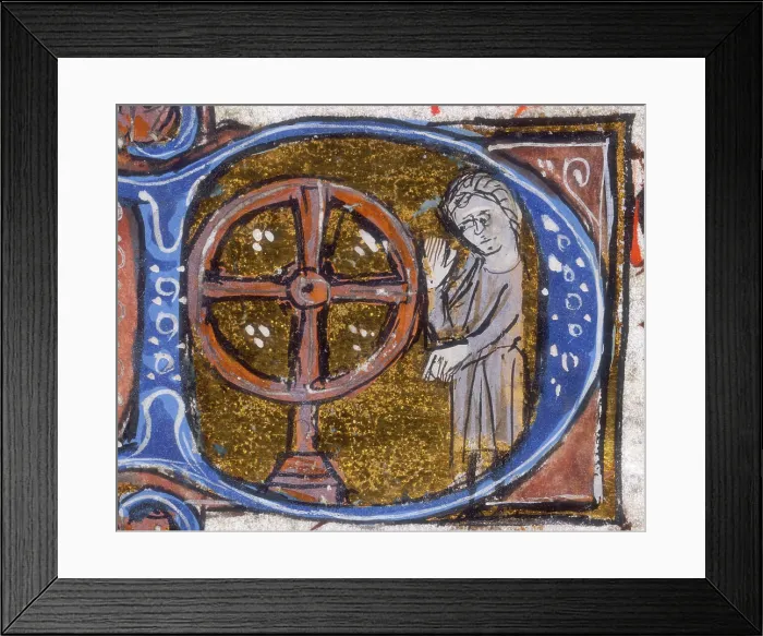 Framed Print : A wheel of fortune, early 14th century. Creator: Unknown Framed Print : A wheel of fortune, early 14th century. Creator: Unknown