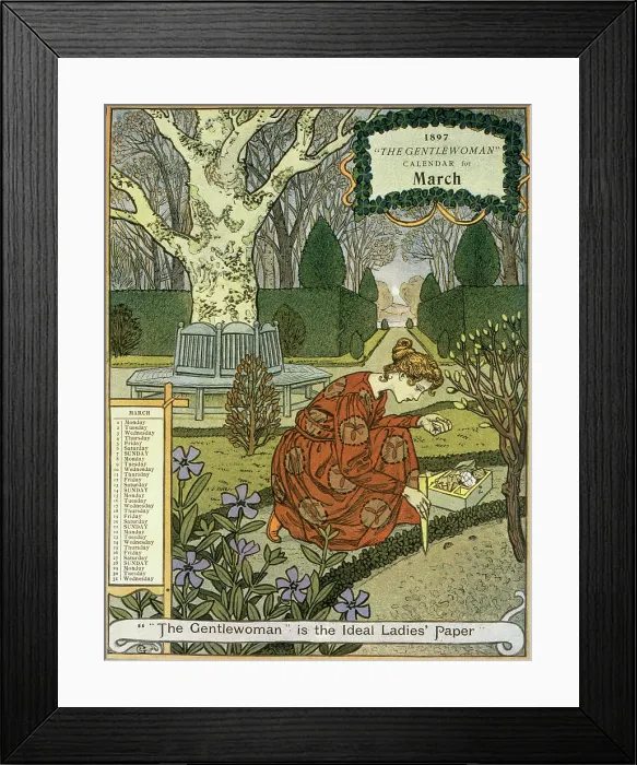 Framed Print : 'The Gentlewoman' Calendar for March 1897. Creator: Unknown Framed Print : 'The Gentlewoman' Calendar for March 1897. Creator: Unknown