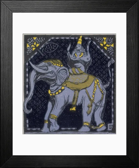 Framed Print : Elephant and rider; scene from 'The Jungle Book', 1919. Creator: Paul Jouve Framed Print : Elephant and rider; scene from 'The Jungle Book', 1919. Creator: Paul Jouve