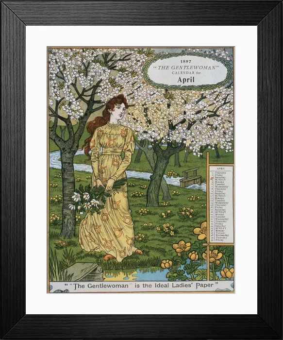 Framed Print : 'The Gentlewoman' Calendar for April 1897. Creator: Unknown Framed Print : 'The Gentlewoman' Calendar for April 1897. Creator: Unknown