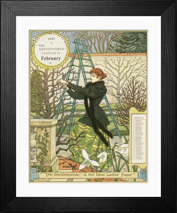 Framed Print : 'The Gentlewoman' Calendar for February 1897. Creator: Unknown Framed Print : 'The Gentlewoman' Calendar for February 1897. Creator: Unknown