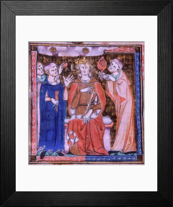 Framed Print : King (Alexander) with an astrologer and a physician, 1326-1327. Creator: Unknown Framed Print : King (Alexander) with an astrologer and a physician, 1326-1327. Creator: Unknown