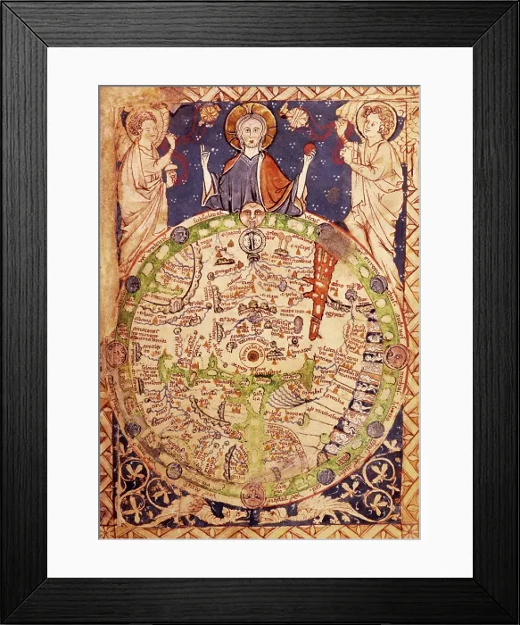 Framed Print : Psalter Map, c1250. Creator: Unknown Framed Print : Psalter Map, c1250. Creator: Unknown
