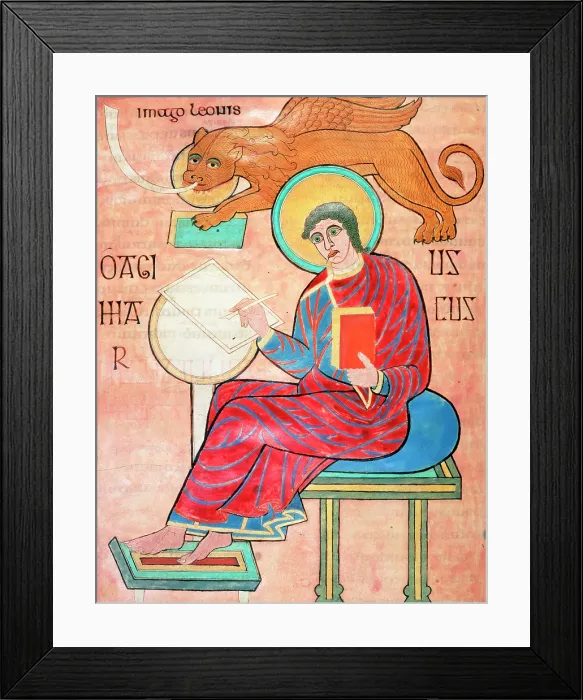 Framed Print : St Mark writing, c700. Creator: Eadfrith Framed Print : St Mark writing, c700. Creator: Eadfrith