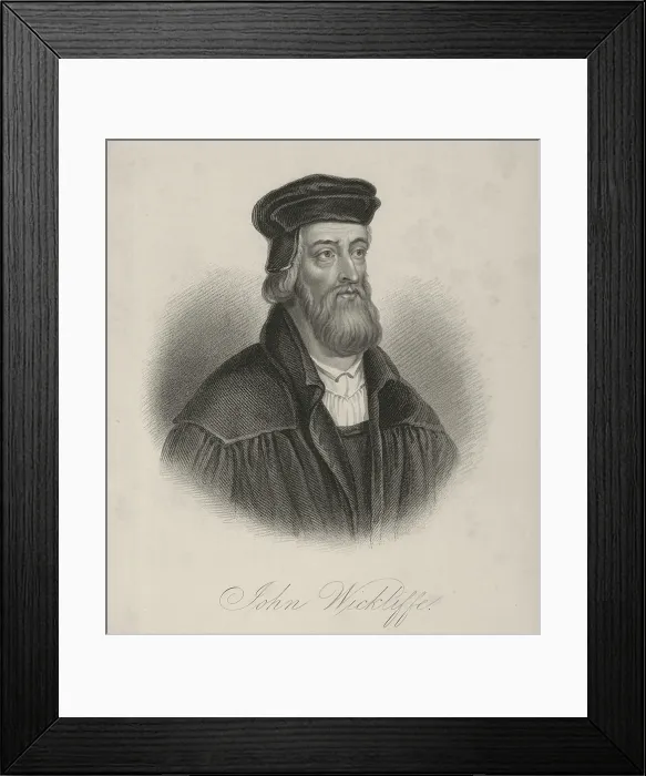Framed Print : John Wycliffe, religious reformer and theologian, c1370-c1384, (1834-1837). Creator: Samuel Freeman Framed Print : John Wycliffe, religious reformer and theologian, c1370-c1384, (1834-1837). Creator: Samuel Freeman