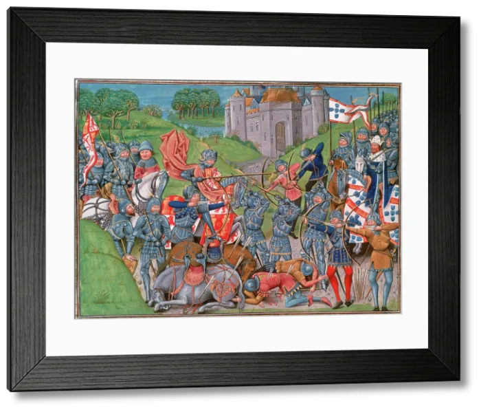Framed Print : Portuguese and English defeat French vanguard of the King of Castille, c1415-c1500. Creator: Unknown Framed Print : Portuguese and English defeat French vanguard of the King of Castille, c1415-c1500. Creator: Unknown
