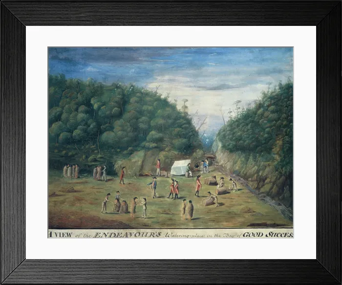 Framed Print : A View of the Endeavour's Watering-place in the Bay of Good Success, c1768-c1780 Framed Print : A View of the Endeavour's Watering-place in the Bay of Good Success, c1768-c1780
