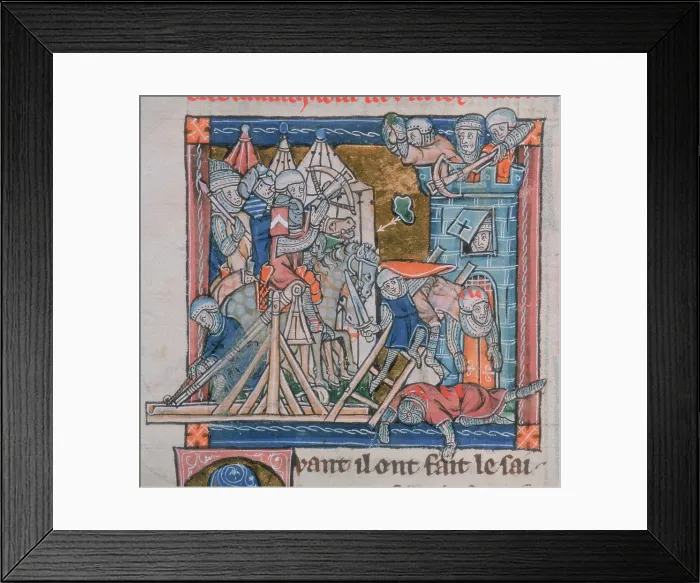 Framed Print : Guinevere besieged in the Tower of London by Mordred, c1300-c1310. Creator: Unknown Framed Print : Guinevere besieged in the Tower of London by Mordred, c1300-c1310. Creator: Unknown