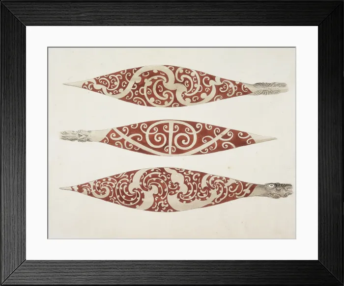 Framed Print : Three painted paddle blades, c1768-c1780. Creator: Unknown Framed Print : Three painted paddle blades, c1768-c1780. Creator: Unknown