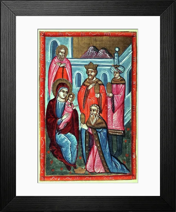 Framed Print : The three Kings bearing gifts to the infant Jesus, 1646. Creator: Unknown Framed Print : The three Kings bearing gifts to the infant Jesus, 1646. Creator: Unknown