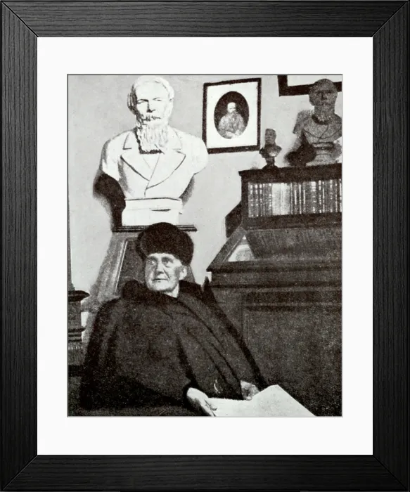 Framed Print : Mme Dostoevsky at work in the Dostoevsky room of the Moscow Historical Museum, 1916. Creator: Unknown Framed Print : Mme Dostoevsky at work in the Dostoevsky room of the Moscow Historical Museum, 1916. Creator: Unknown
