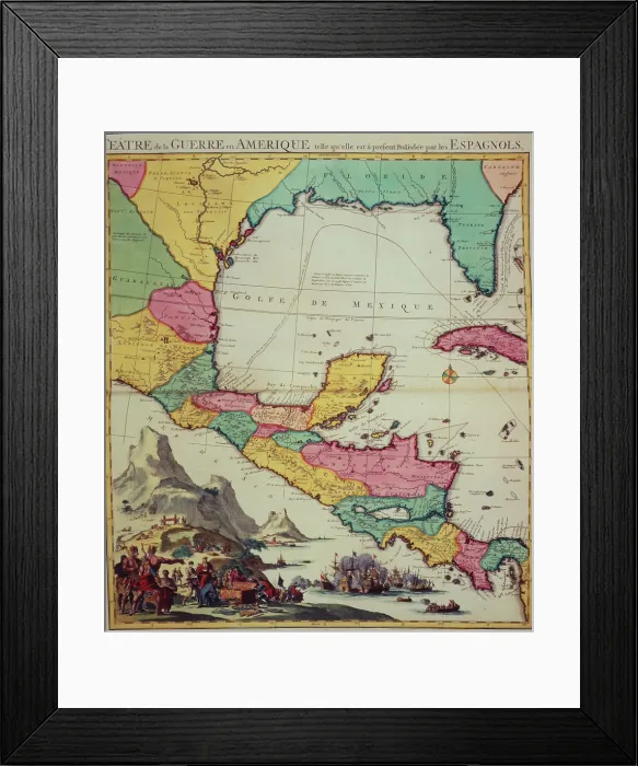 Framed Print : Map showing the Gulf of Mexico and surrounding area, 1705. Creator: Pieter Mortier Framed Print : Map showing the Gulf of Mexico and surrounding area, 1705. Creator: Pieter Mortier