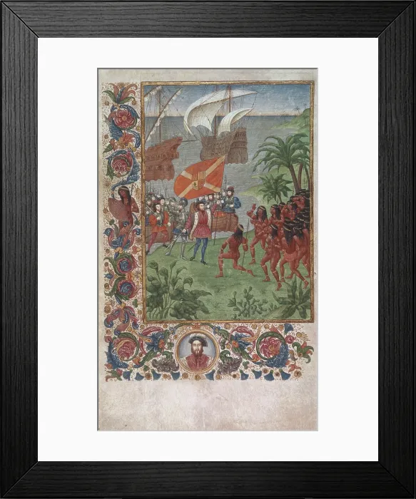 Framed Print : The landing of Hernando Cortes in Mexico in 1519, 19th century. Creator: Unknown Framed Print : The landing of Hernando Cortes in Mexico in 1519, 19th century. Creator: Unknown