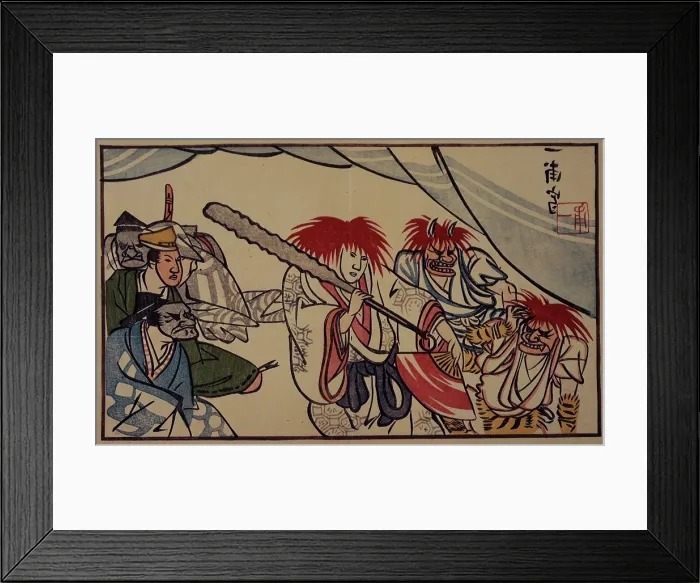 Framed Print : A man being caught while stealing flowers for his lover, 1803. Creators: Unknown, Sokyu Ichiami Framed Print : A man being caught while stealing flowers for his lover, 1803. Creators: Unknown, Sokyu Ichiami